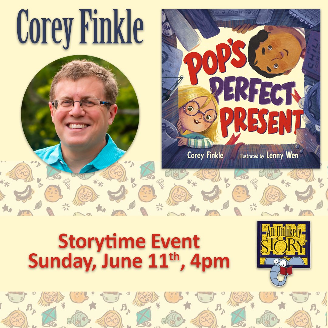 unlikelybkstore's tweet image. @Cefinkle will be joining us on Sunday, June 11th for a Father's Day themed storytime event! For more info and to register for this free event, visit anunlikelystory.com/finkle