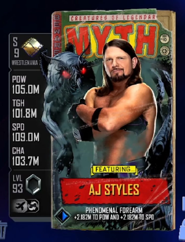 #WWESuperCard 

Myth cards are already in! And they look... very old school!

'AJ is a placeholder don't look at him'