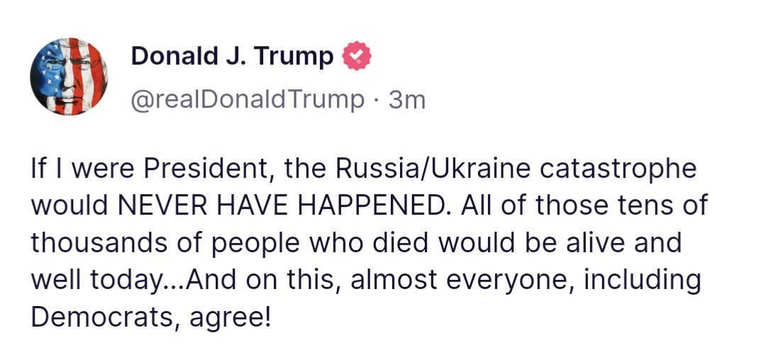A. There's no 'Russia/Ukraine catastrophe.' There's Russia's brutal war against Ukraine.

B. Most people know that you would give Ukraine to Russia. 
Thank God you're not president anymore.