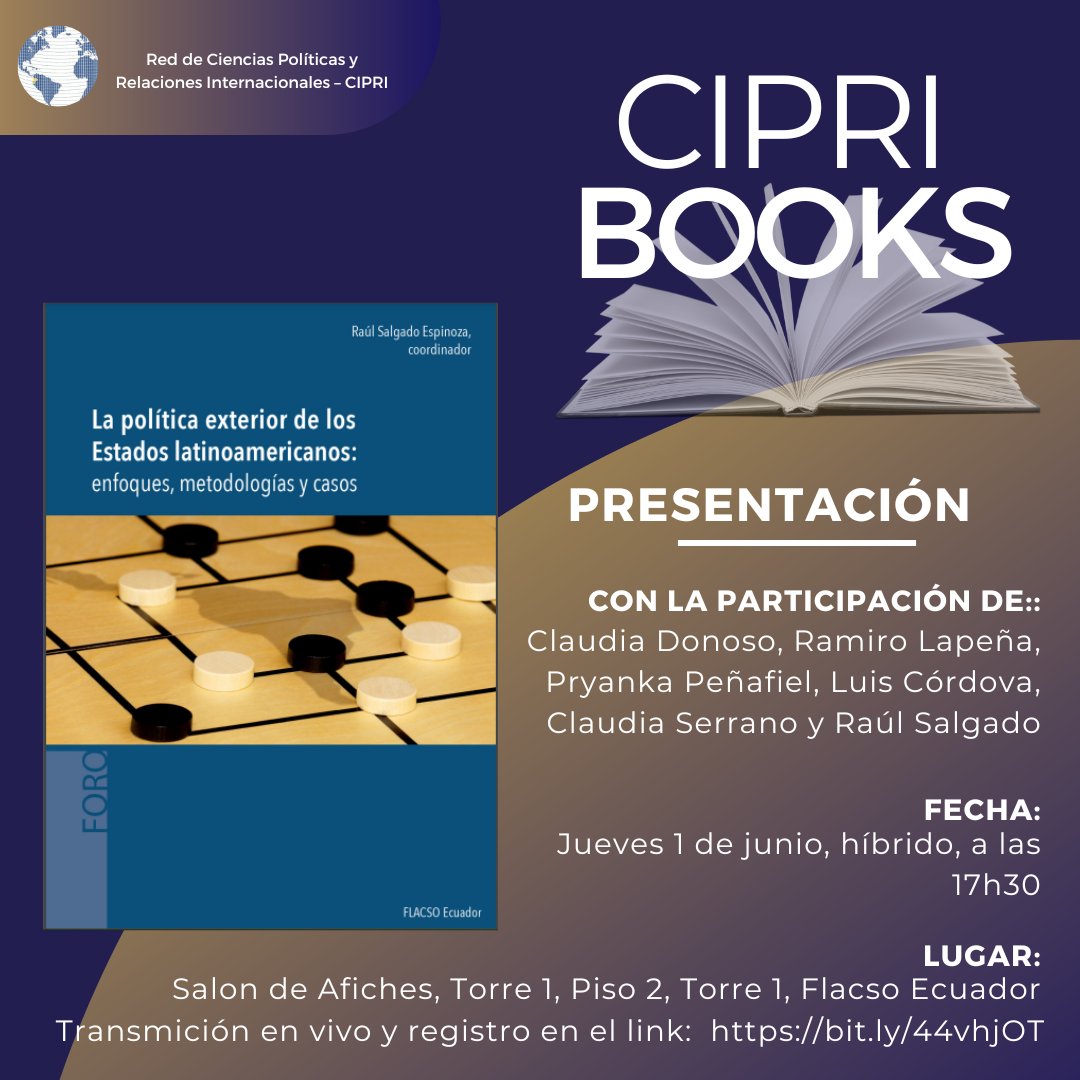 REDCIPRI's tweet photo. #CIPRIBOOKS
🔴 Participa en la presentación del libro “La política exterior de los Estados Latinoamericanos: enfoques, metodologías y casos”📖.
📆1 de junio de a las 17h30 en el Salón de Afiches o transmisión en vivo➡️ https://t.co/3kkNxdktVq
¡No te lo pierdas!
#Flacso #RedCIPRI https://t.co/j4ALdd35VW