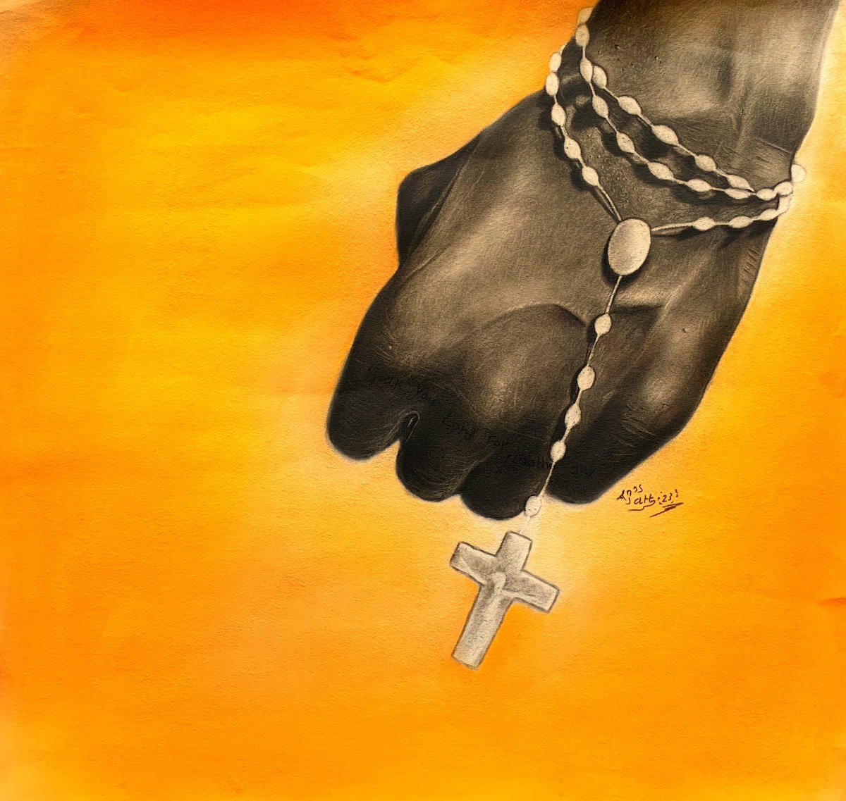Ajs_art3's tweet photo. Title > Holding On To Faith

  It makes me feel like there's deep anger, hurt, pain...struggle. Angry at the bad things happening in the world or what's happened in my life &amp; every last bit of it is out of my control...it all shows in the hand itself.
#NFT #nftart @danielchideraa https://t.co/d4IjptK2d5