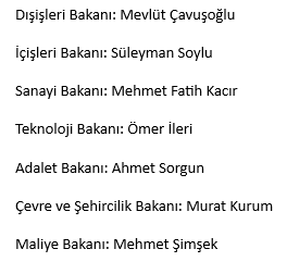 Yeni kabine

Hakan Fidan / Mevlüt Çavuşoğlu / Süleyman Soylu / Ahmet Sorgun / Murat Kurum / Mehmet Şimşek / #AGvGS / #dolar / Resmi Gazete / Ömer Çelik / Selçuk Bayraktar / Çilek / Kızılay / Gürsel Tekin / AK Parti 268 / Giresun