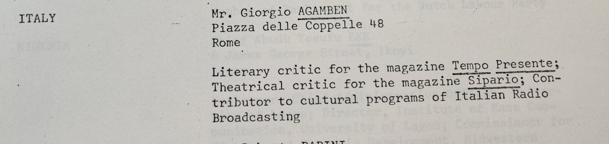 Archival discovery of the day: in 1968, Henry Kissinger invited the young Giorgio Agamben to participate in his Harvard seminar
