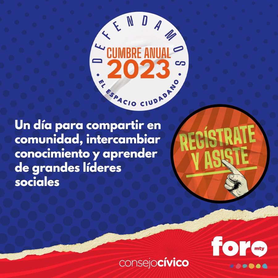 ¡La Cumbre Anual de <a href="/foromty/">ForoMty</a> esta muy cerca! Manifiesta tus ideas en libertad, defiende las causas que te apasionan, expresa tus desacuerdos y propón soluciones
📆 Miércoles 14 de junio
🕣  8:30 AM
📍 Gran Salón de <a href="/Pabellon_M/">Pabellon M</a> 
Registro: bit.ly/ForoMty_Cumbre…
.
#CumbreAnual2023