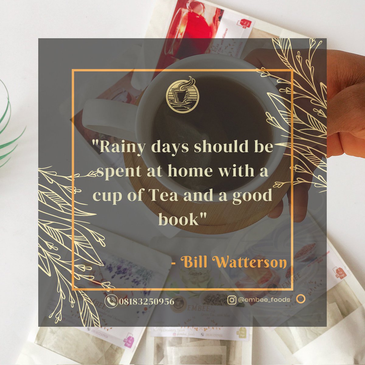 The best companion for a cup of Tea is a good book.

When you hear weather for two, it means a steaming cup of sweet Tea and a dam.n.ed good book ☕😍

#tea #teaaddict #tealover #BookWorm #cozy #rains