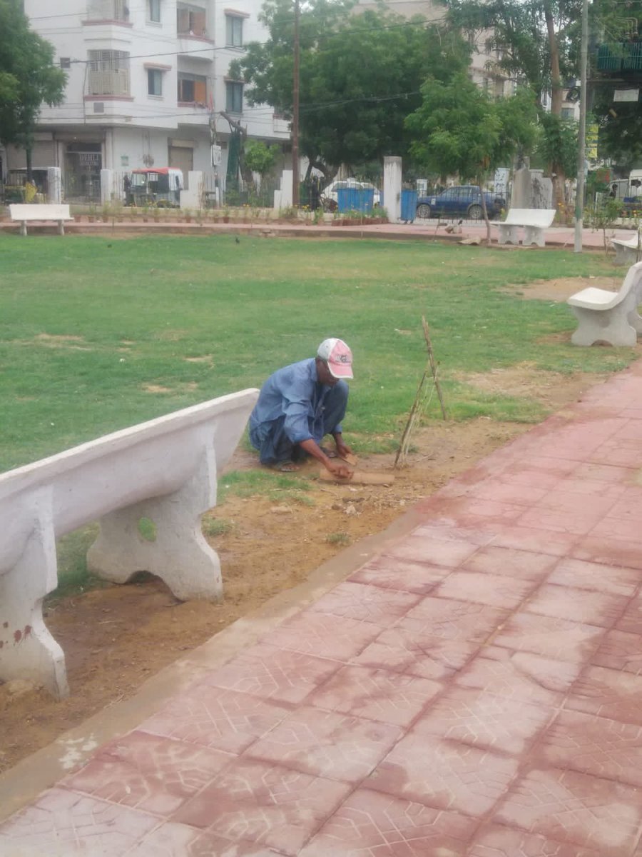 DCKhiCentral's tweet photo. Al-Hamra Park on Block 15 road has been completely revived and is now open to the public. #Project62 of #Project100 is complete! 🌳🌷🌞 #publicparks #communityspaces https://t.co/pfR6wYWw2R