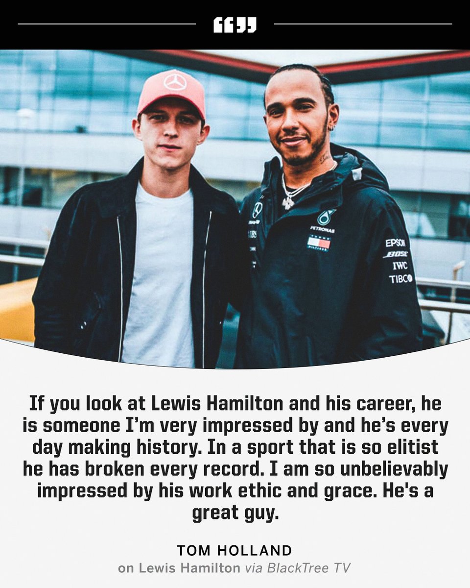 Tom Holland looks up to Lewis Hamilton ❤️