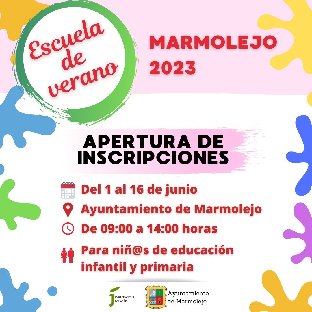📌Desde mañana, 1 ᴅᴇ ᴊᴜɴɪᴏ, puedes i̲n̲s̲c̲r̲i̲b̲i̲r̲ ̲a̲ ̲t̲u̲ ̲h̲i̲j̲o̲ ̲o̲ ̲h̲i̲j̲a̲ en la 𝐄𝐬𝐜𝐮𝐞𝐥𝐚 𝐝𝐞 𝐯𝐞𝐫𝐚𝐧𝐨

👉🏻Recuerda que debes 𝑎𝑑𝑗𝑢𝑛𝑡𝑎𝑟 𝑢𝑛𝑎 𝑓𝑜𝑡𝑜𝑐𝑜𝑝𝑖𝑎 𝑑𝑒 𝑙𝑎 𝑡𝑎𝑟𝑗𝑒𝑡𝑎 𝑠𝑎𝑛𝑖𝑡𝑎𝑟𝑖𝑎 𝑑𝑒𝑙 𝑛𝑖ñ𝑜 𝑜 𝑛𝑖ñ𝑎 

#Marmolejo