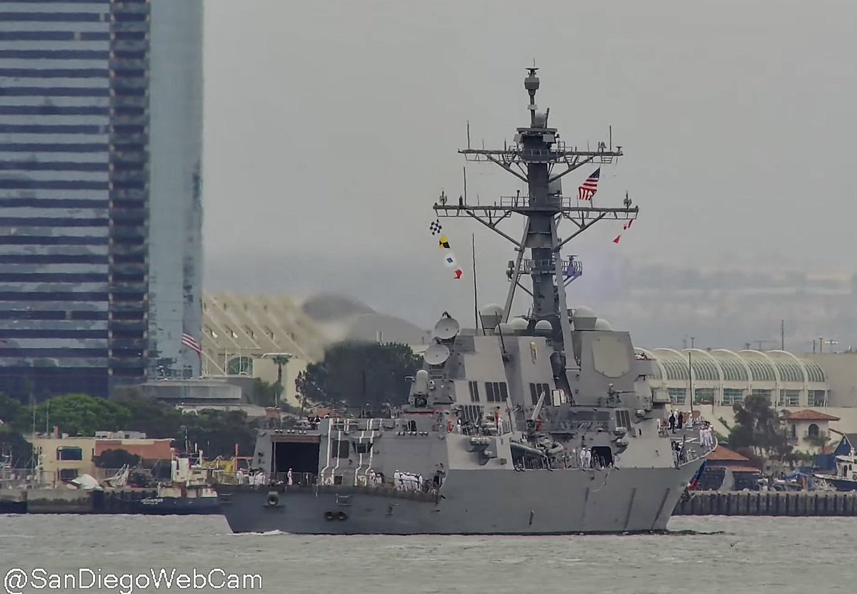 USS Lenah Sutcliffe Higbee (DDG 123) Arleigh Burke-class Flight IIA guided missile destroyer coming into new homeport of San Diego - May 30, 2023 #usslenahsutcliffehigbee #ddg123 

SRC: webcam