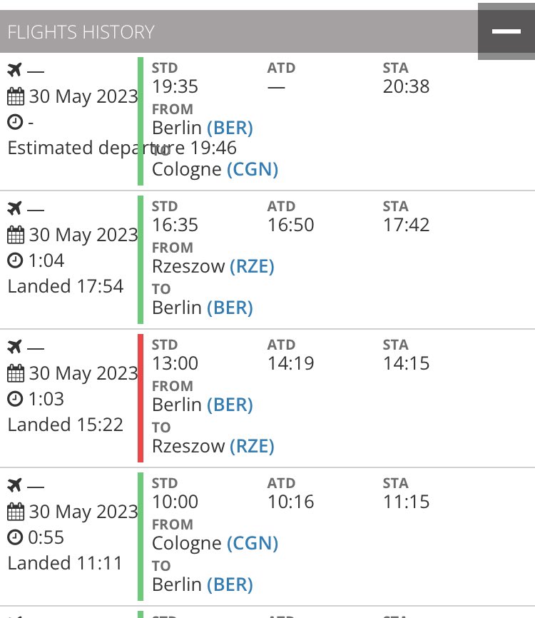 3/ I voli dell’aereo della Nato effettuati oggi da/per gli  aeroporti tedeschi di Colonia-Berlino a quello polacco di Rzeszow