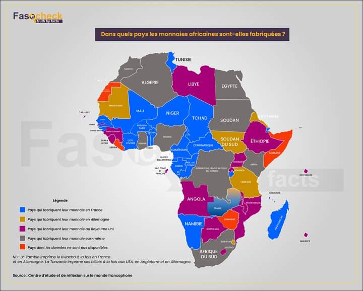 Le #Franc_CFA déchaîne les passions. Même si cette devise commune à 14 pays d'#Afrique est imprimée en #France, elle n'est pas la seule à être produite hors du continent. 
𝑸𝒖𝒊 𝒊𝒎𝒑𝒓𝒊𝒎𝒆 𝒔𝒆𝒔 𝒃𝒊𝒍𝒍𝒆𝒕𝒔 𝒅𝒆 𝒃𝒂𝒏𝒒𝒖𝒆 𝒐𝒖̀  ? Réponse 👉🏾shorturl.at/bems0