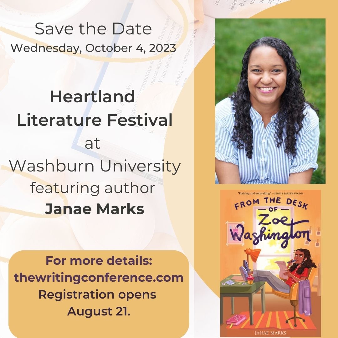 Yes, THE @JanaeMarksBooks is coming to Kansas to the Heartland Lit Fest! 

If you're in the area, bring your students, it's always an eye-opening experience. Last year I took my @Buffaloes_SMSD students & they still talk about it!
#literacy #MGlit @ncte @ksedchat @aasl @theSMSD