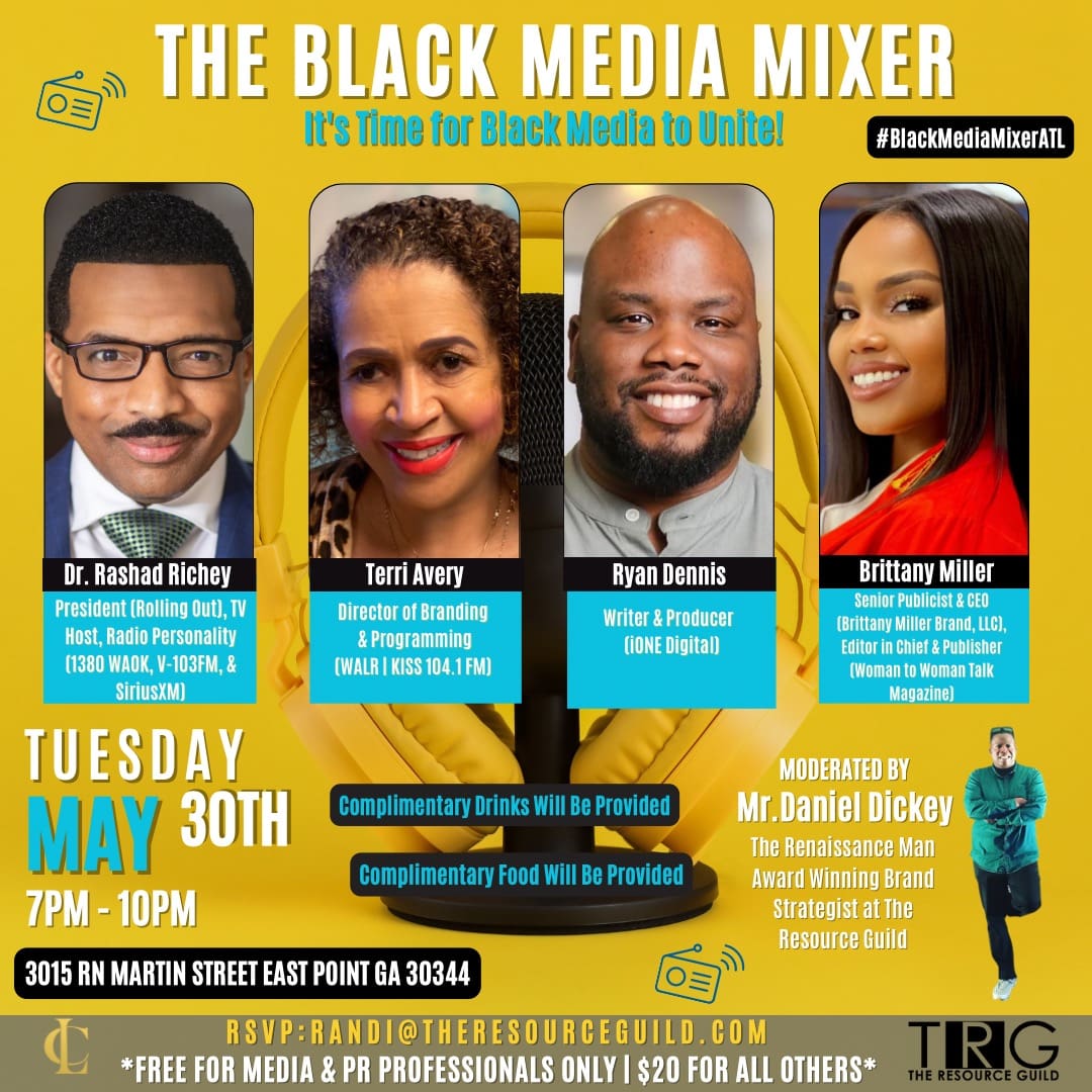 Rashad_Richey's tweet photo. Connection and conversation are at the heart of all communication and broadcast arenas.Tonight,we will have a space to talk about advancing the necessity of Black media and our responsibility to you! Join us!#BlackMediaMixerATL #WAOK #V103 #IndisputableTYT #TYTNETWORK https://t.co/pADY91K2mm