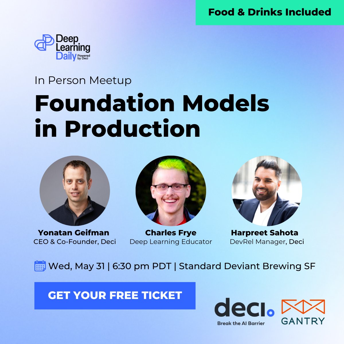 DataScienceHarp's tweet image. Hey, Bay Area deep learning enthusiasts!

I just touched down in San Francisco and am excited to host a fun meetup for everyone into deep learning.

Let&apos;s take our chat out of the online world and into the heart of the city.

Come hang out with me at Standard Deviant Brewing on…
