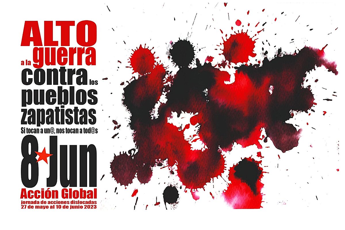 ¡Alto a la guerra contra los Pueblos Zapatistas!
Si tocan a un@, nos tocan a tod@s.
Súmate, difunde, organizate.
Paremos junt@s la guerra en Chiapas.
#YaBasta #EZLN 
#NuestraLuchaEsPorLaVida