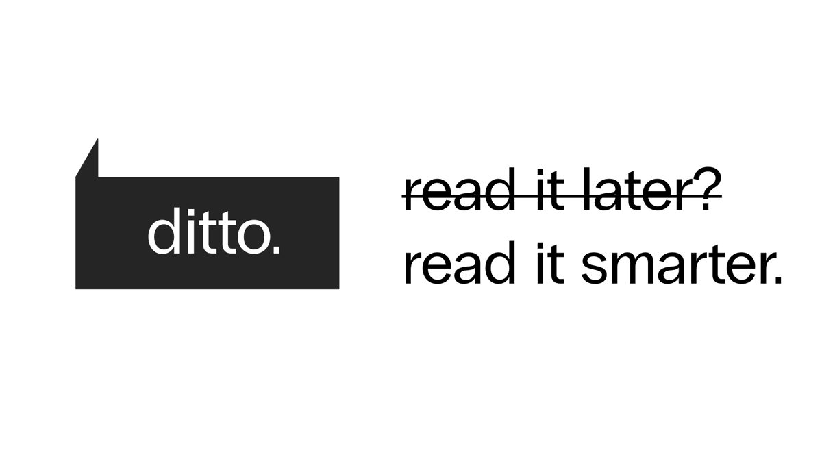Introducing Ditto, AI for bookmarks ✨ Powered by Dropmark + OpenAI, Ditto is a friendly AI assistant that helps organize bookmarks and avoid the “Read it later” backlog. ditto.works