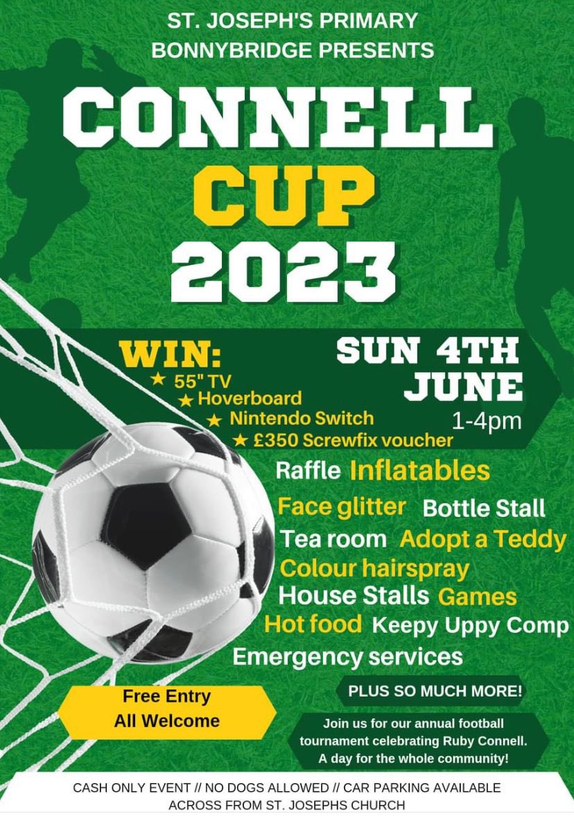 Looking forward to our Connell Cup football tournament and summer fun day this Sunday, 4th June. All welcome.