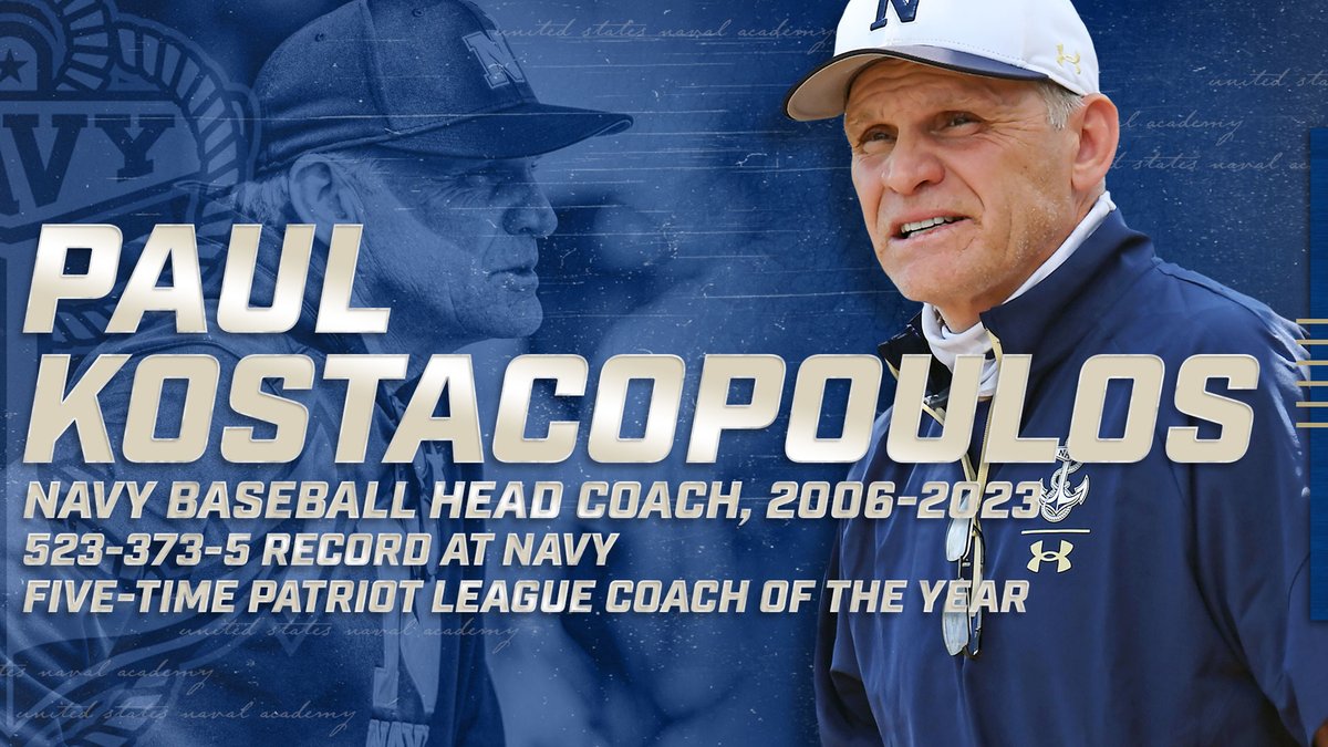 Navy Baseball (@navybaseball) on Twitter photo End of an era...
After 18 seasons at Navy and 34 years as a Division I head coach, Paul Kostacopoulos has announced his retirement from coaching.
📰 tinyurl.com/2mpzvoj7
#GoNavy | <a href="/NCAABaseball/">NCAA Baseball</a> End of an era...
After 18 seasons at Navy and 34 years as a Division I head coach, Paul Kostacopoulos has announced his retirement from coaching.
📰 tinyurl.com/2mpzvoj7
#GoNavy | <a href="/NCAABaseball/">NCAA Baseball</a>
