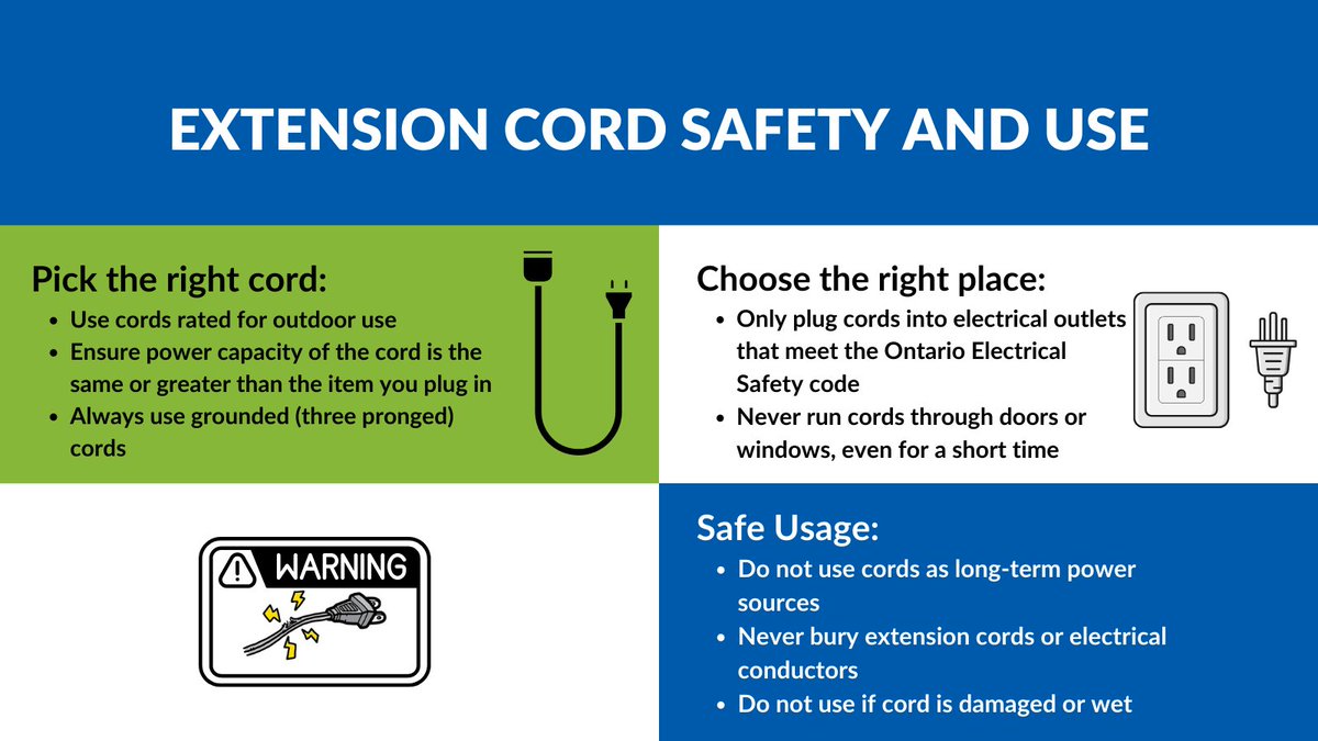 Are you prepared for your summer projects? 🔨 Proper maintenance and safety checks of extension cords are essential to their safe and long-term use🔌 Check out this visual guide to help keep you safe this season🔅 #SummerProjects #ExtensionCordSafety #StaySafe