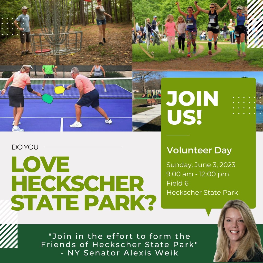 Do you love Heckscher State Park? Join @AlexisWeik’s office on Saturday, June 3rd, from 9:30 AM-12 PM to learn more and join the effort to found the Friends of Heckscher State Park. If you’re interested but can’t make it on the 3rd, email wdoyle@nysenate.gov to learn more 📣