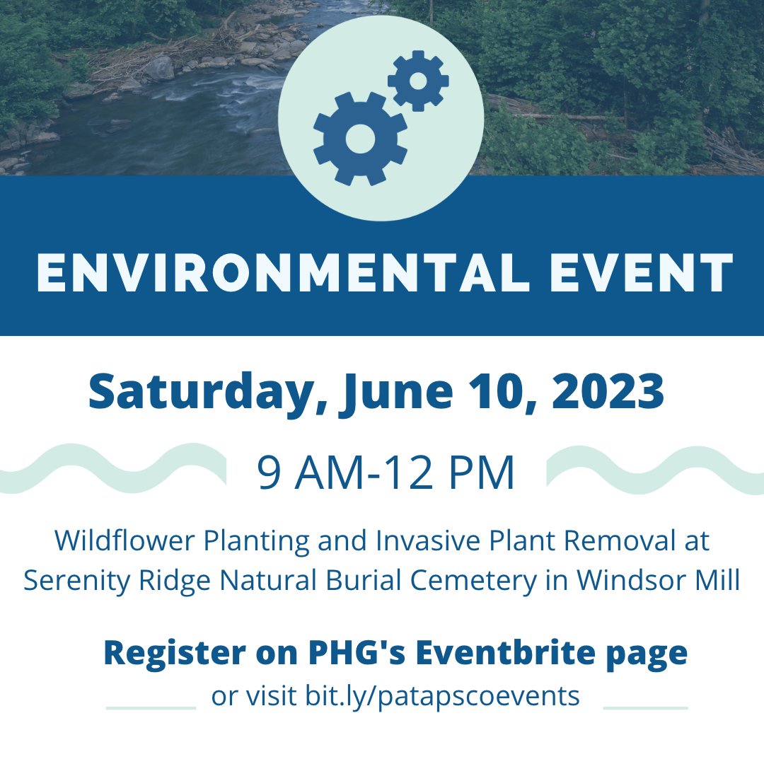 Join Patapsco Heritage Greenway on Saturday, June 10th, to help create a Wildflower Garden and remove invasive plants around Serenity Ridge Natural Burial Cemetery in Windsor Mill.

Learn more and register for this event here: ow.ly/bvxP50OzTEt

#patapsco