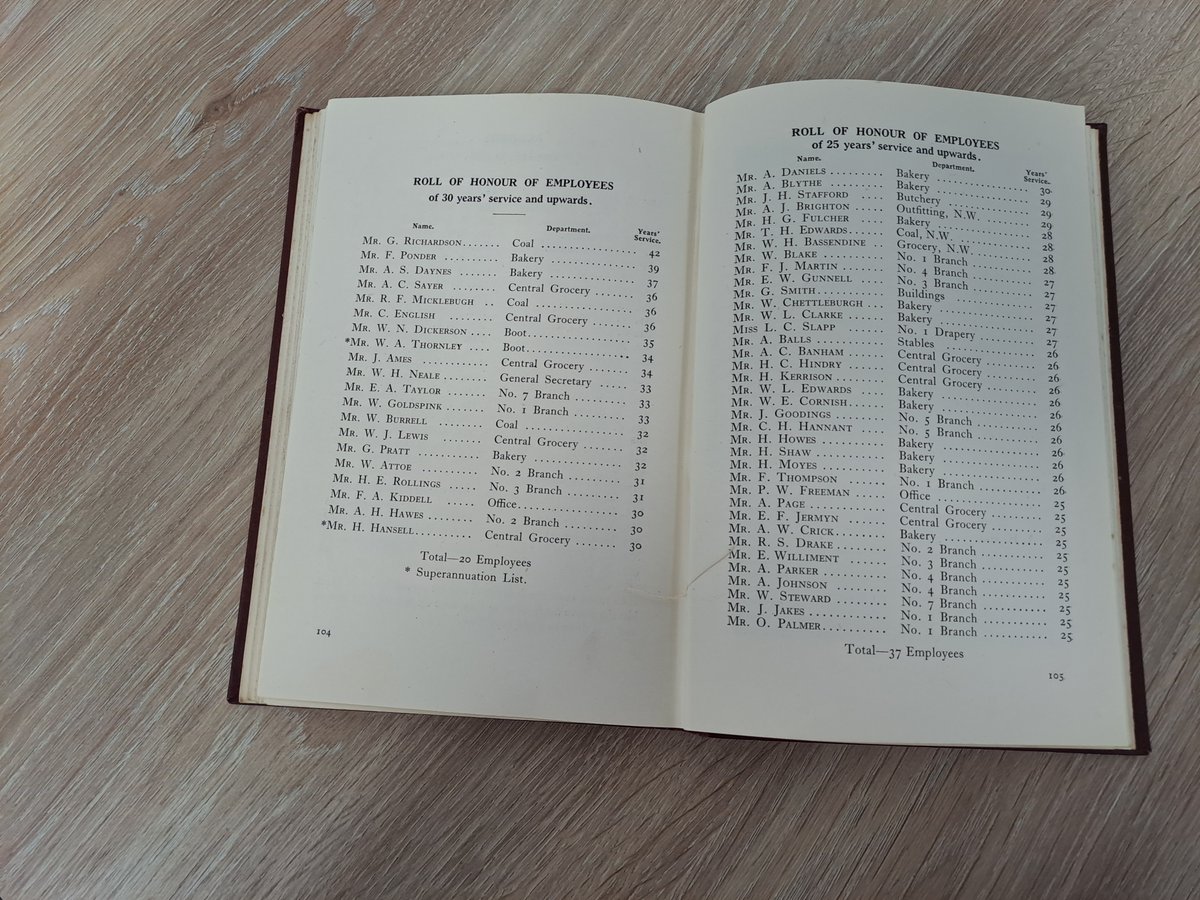 We had a lovely surprise when sorting through our post earlier - a book published almost 100 years ago  celebrating the history of the #Norwich Co-op. Do you recognise any of the names of colleagues who were celebrating long service in 1925?
