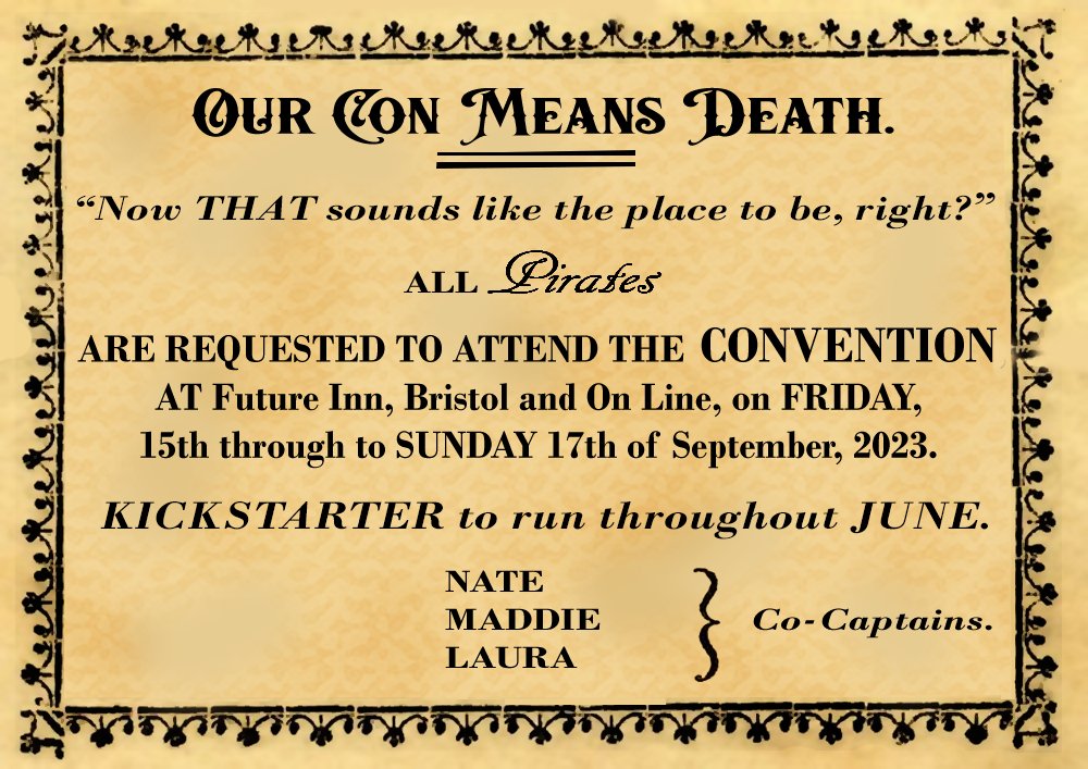 GoodShipRevenge's tweet image. Okay okay enough clowning! You are cordially invited to OCMD2 🏴‍☠️

15-17 September. Future Inn, Bristol and online. Kickstarter launching 1st June!