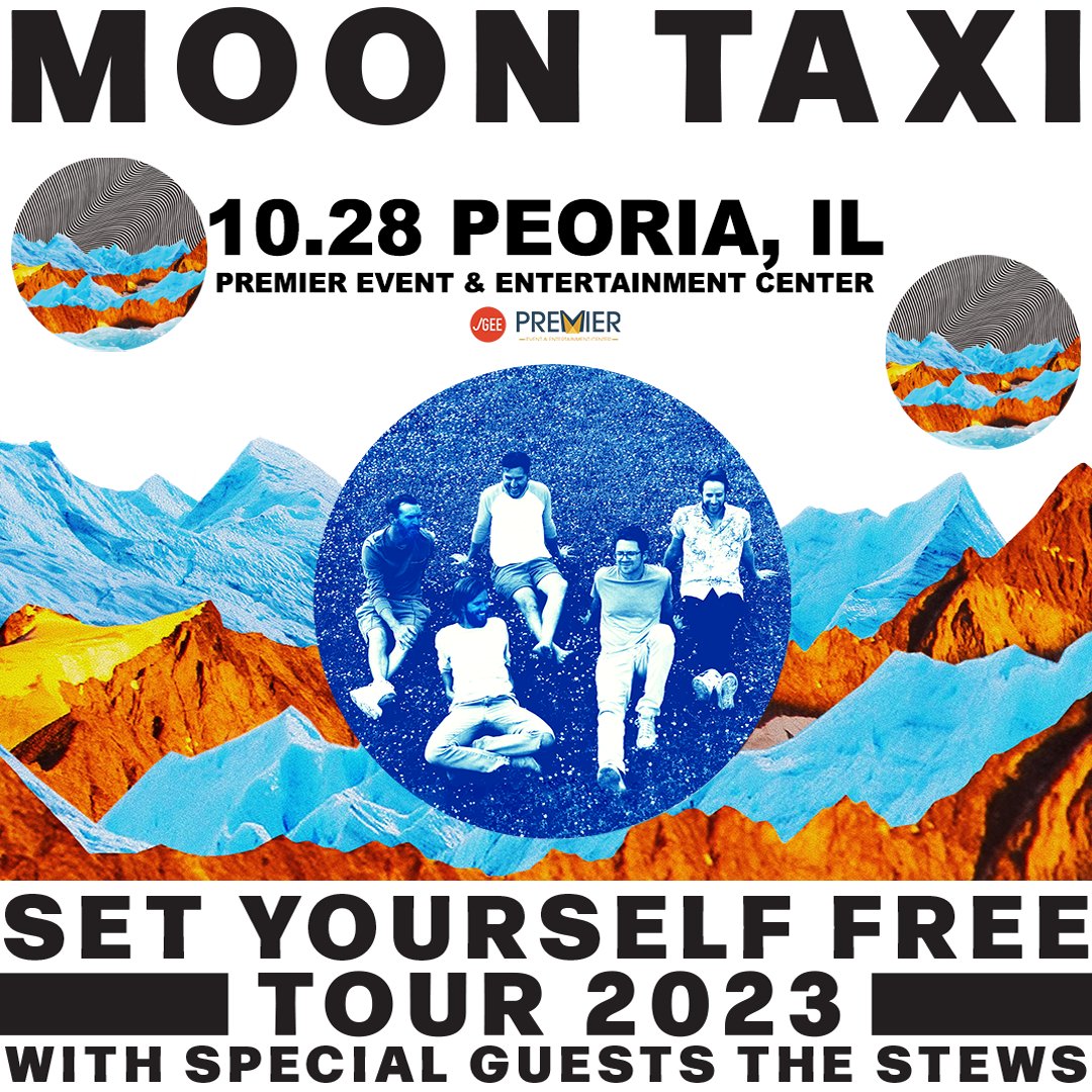 New Show! <a href="/MoonTaxi/">Moon Taxi</a> brings the Set Yourself Free tour to Peoria, IL at the Premier Event &amp; Entertainment Center on Saturday, October 28th w/ special guests The Stews.

Tickets on sale now!
🎫 bit.ly/MoonTaxi-Peoria