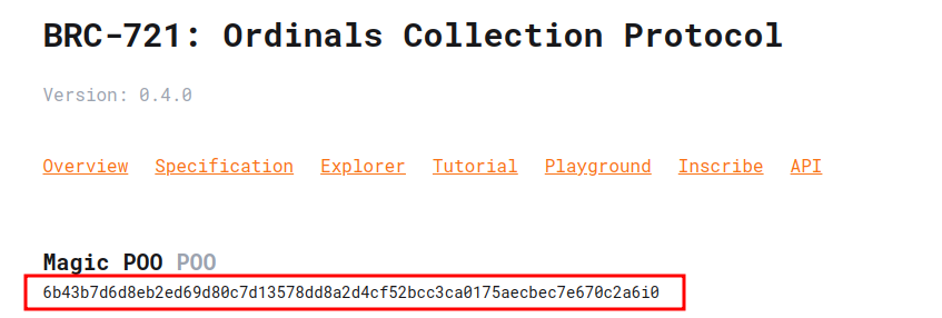 🧵4 After your transaction confirmed (this could take awhile) visit brc721.com/explorer and look for your collection name, click it and copy this hex string (collection id)