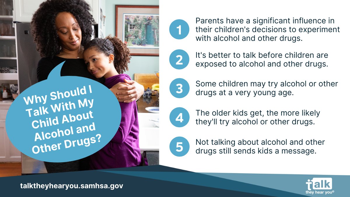 With summer right around the corner, more free time may increase the chance of a child trying alcohol. That’s why it’s important to talk with them about #UnderageDrinking and other drug use. Learn more from #TalkTheyHearYou: samhsa.gov/talk-they-hear…