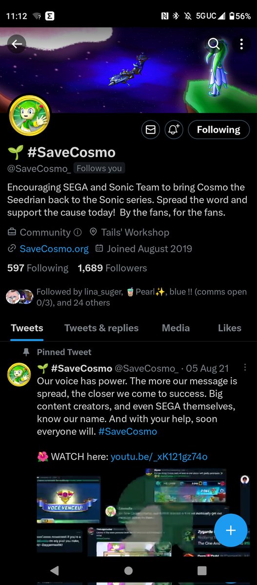 What a big surprise Thanks for following me @SaveCosmo_ I'll try to make you proud