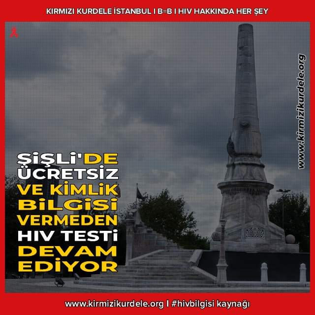 İstanbul #Şişli'de ücretsiz ve kimlik bilgisi vermeden #HIVtesti hizmeti devam ediyor.

Bir trafik kazası sonucu hayatını kaybeden aktivist dostumuz Boysan Yakar'ın adını taşıyan merkez ülkemizin en eski ve deneyimli Gönüllü Danışmanlık ve Test Merkezi +

#kirmizikurdeleistanbul