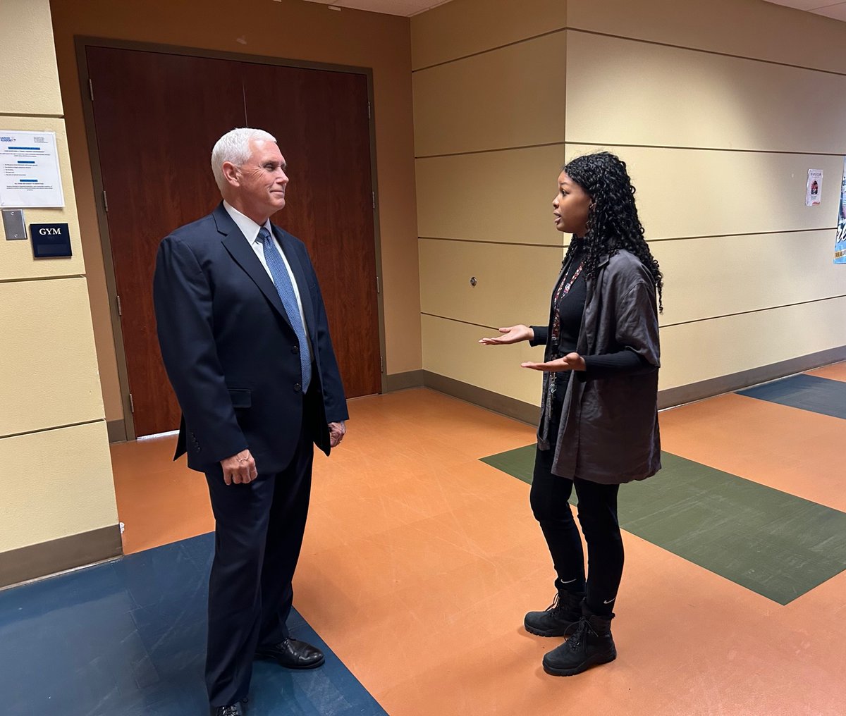 Last week, former Vice President, Mike Pence, visited @bgcsjc and met their 2023 Youth of the Year Rima and Club member Josiah. Thank you, <a href="/Mike_Pence/">Mike Pence</a>, for taking the time to get to know our Club kids!