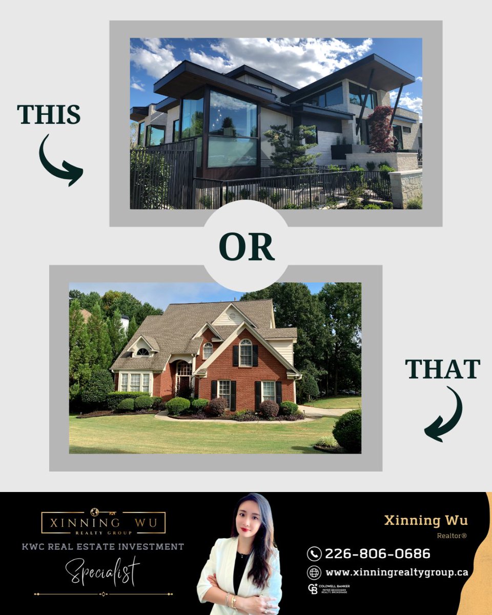 If you could choose between the two types of home styles, what would it be? Modern or traditional?

#thisorthat #modernhome #traditionalhome #homedesigns #homeaesthetic #qanda #wouldyourather #realestate