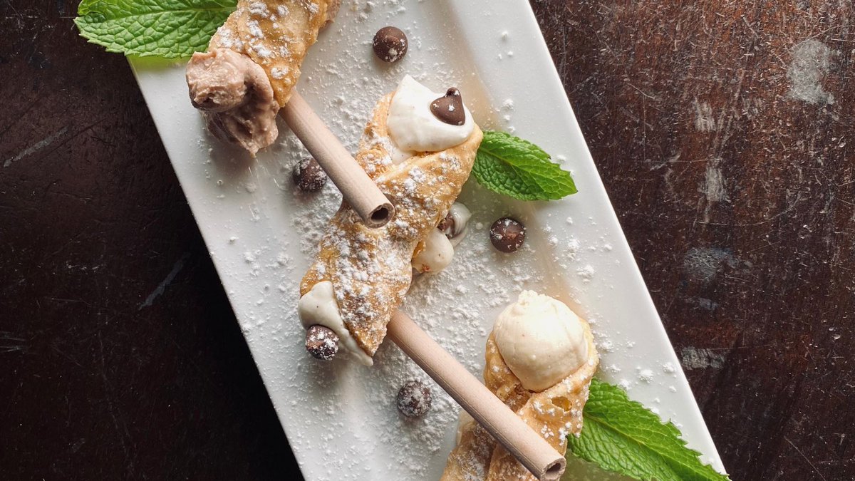 Dessert special! Mini cannoli trio: Italian cream, Nutella cream, and peanut butter cream. Trust us. You don't want to miss this one!