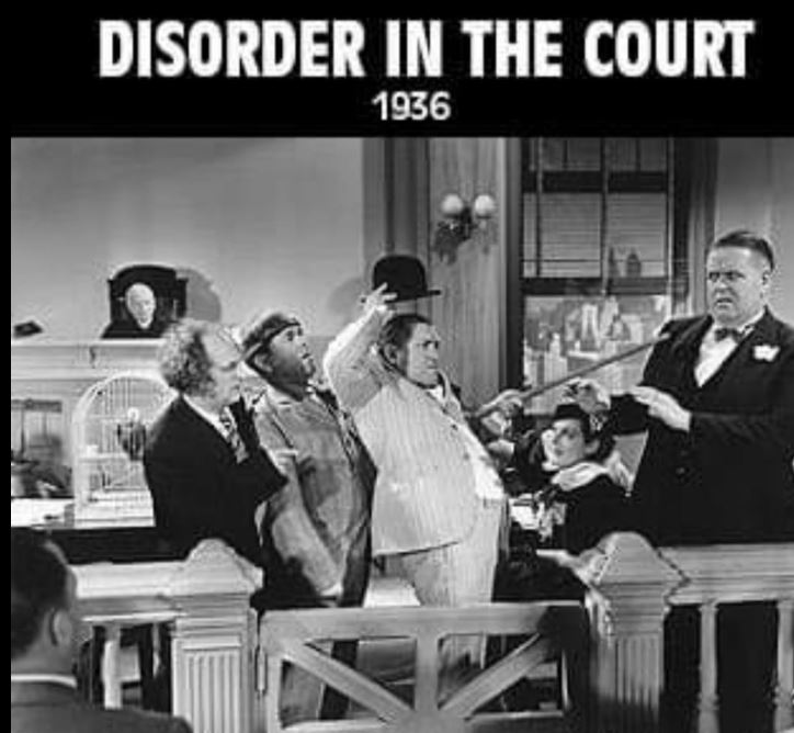 'Disorder in the Court' released May 30, 1936
*15th Short out of 190
* Moe and Curly's father make a cameo as a member of the jury
'Raise your right hand, take off your hat, place your left hand here'  @thethreestooges
