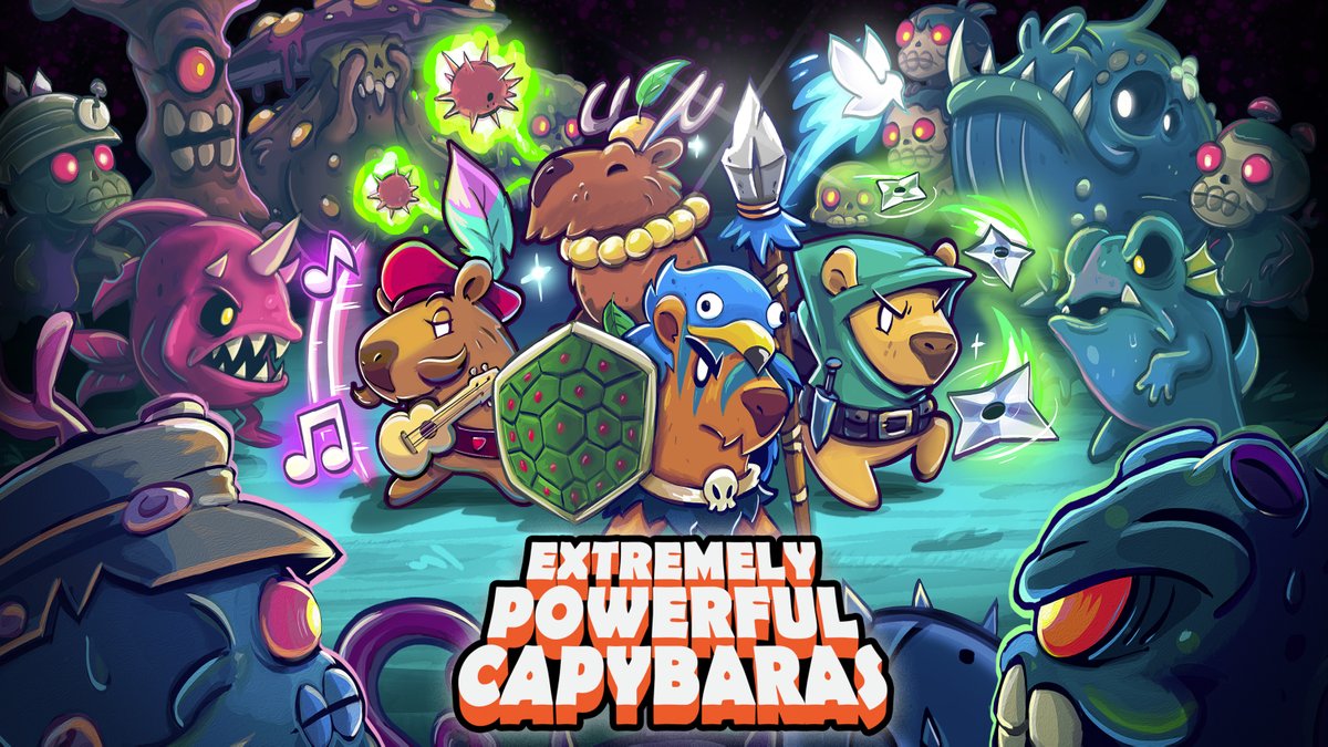 KevinFagaragan's tweet photo. Extremely happy to announce that I got to make the Key Art Illustration for Extremely Powerful Capybaras! 
Thank you @EPCapybarasGame &amp; @PMStudiosUSA for the opportunity. 😊 https://t.co/Ci71GLhk0w