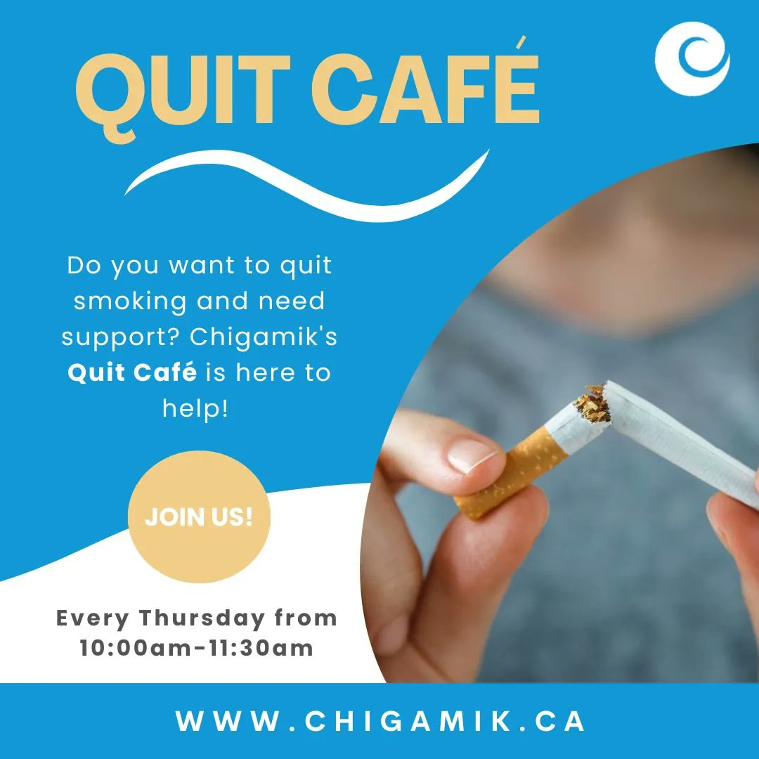 CHIGAMIK's tweet photo. Join our smoking cessation support group every Thursday from 10am-11:30am if you are needing help to quit smoking. To learn more about the program and to register, please visit: https://t.co/poJBplf48T

#quitsmoking #support #healthlylifestyle https://t.co/y41Ek8ogrY