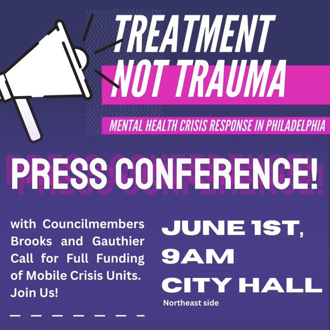 KendraPHL's tweet photo. Firefighters, nurses, and EMTs all do work that is intense and draining and saves lives every day. And so do the mental health first responders who staff our mobile crisis units! Show your support for robust mental health services by joining us this Thursday. https://t.co/3Aw5d1XuAj