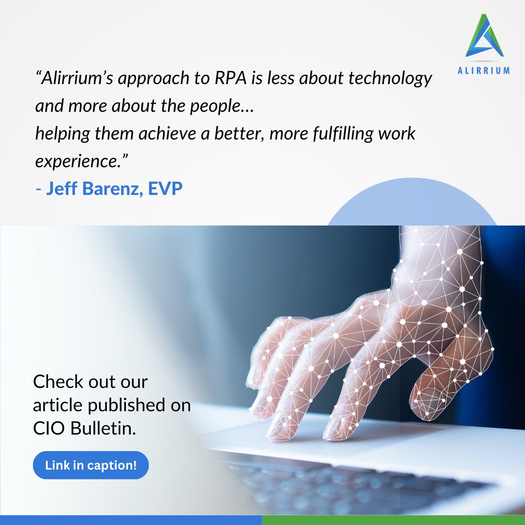 📣We are thrilled to share our latest article published in @ciobulletin, highlighting the transformative power of Robotic Process Automation (RPA) and Alirrium's role in leading the charge!

#Alirrium #RPA #Automation #BusinessTransformation #Innovation