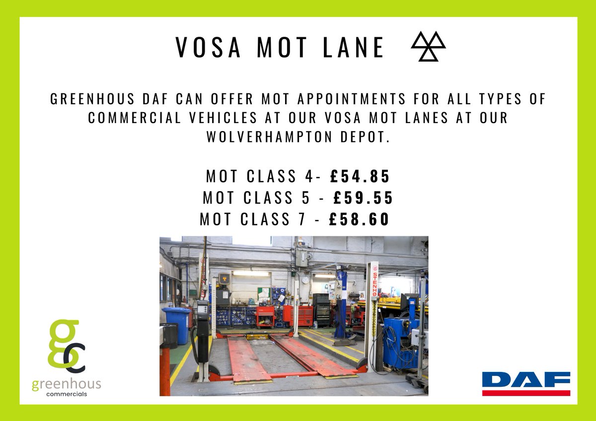 Did you know? 💭

We offer #MOT appointments for all types of #commercialvehicles at our #Wolverhampton dealership 🚗🚕🚑🚌🚛

Contact us today to book: 01902 305 090  

#commercial #vehicles #offer #MOTWolverhampton #MOTTest #TruckMOT #VanMOT