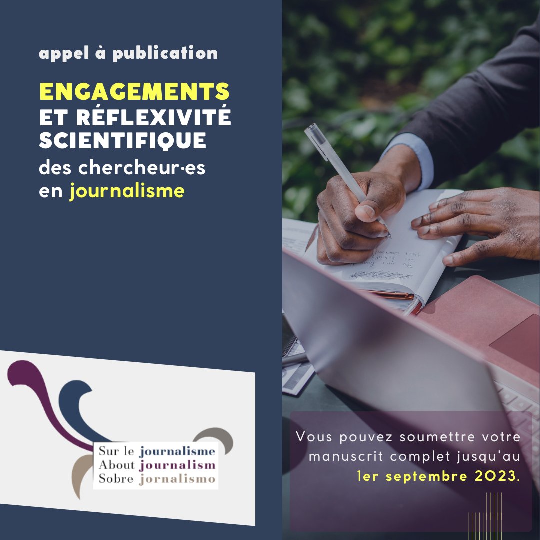 Appel à communication ! Nous vous invitons à réfléchir sur votre position de chercheur·e et les voies d'engagement avec votre recherche et avec l'objet journalistique. Soumettez votre proposition avant le 1er septembre 2023 : revue.surlejournalisme.com/slj/announceme….