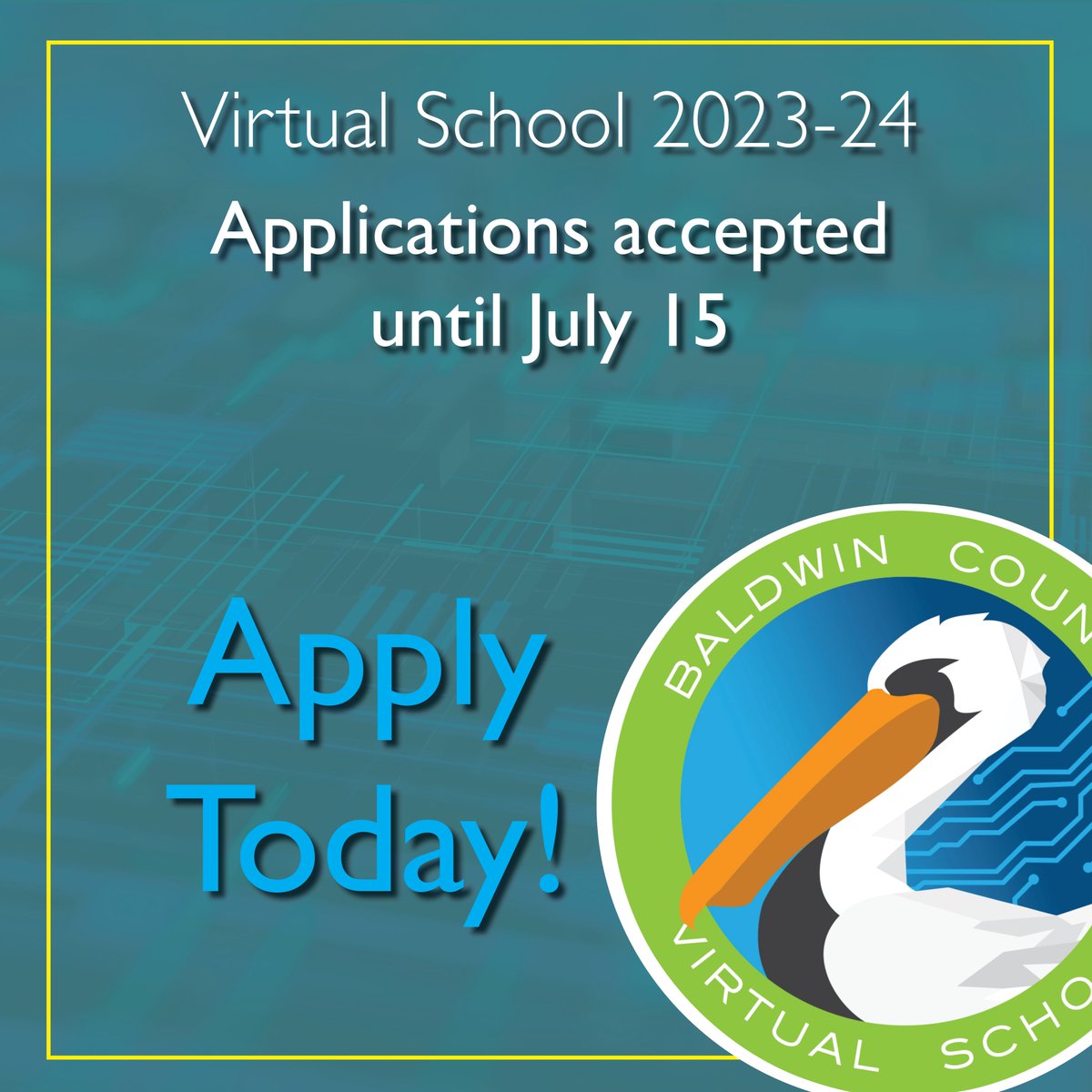 APPLY TODAY: Applications are now being accepted for Baldwin County Virtual Secondary School for students in grades 7-12. Applications will be accepted until July 15. Apply today at baldwinvirtual.com
#baldwinproud