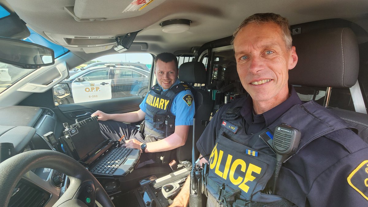 OPP_WR's tweet photo. After more than 37 yrs, #OPP Constable Al Dick, badge# 12761, is officially 10-7 for shift! What better way to sign off for a dad! His son, Andrew, is a dispatcher and had the honour of taking his father's final call earlier today. #BrantOPP #HappyRetirement @BrantCommunity ^es https://t.co/Dl1gCdVMkz