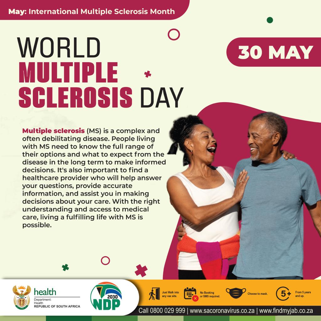 HealthZA's tweet photo. Today is #multiplesclerosis day. The theme for the 2020-2023 campaigns is “I Connect, We Connect” . It calls for building community connections, self-connection and connections to quality care. #MSConnection https://t.co/MZbk32lCWh