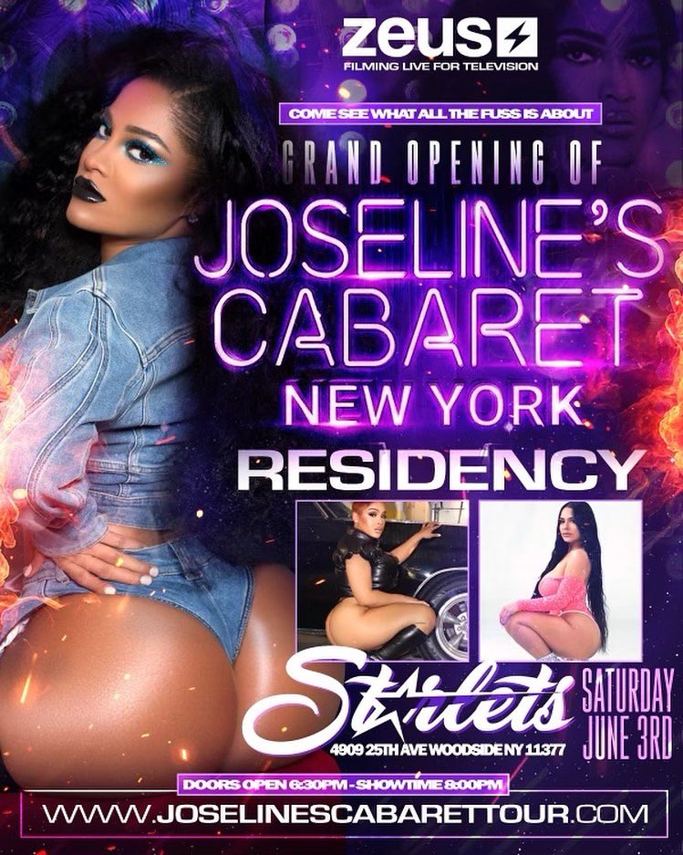 The_ZeusNetwork's tweet photo. Ooowwweee!! 😜 The Puerto Rican Princess @MsJoseline is having a Grand Opening for #JoselinesCabaretNewYork at #StarletsNYC on June 3rd!! 🤯 With Season 3 #JoselinesCabaretLasVegas #Raven and #Diamond in appearance!! 😯 Who’s pulling up?!
For Tickets:
https://t.co/rjqOFTPcvG https://t.co/z7Avtiy5Ml