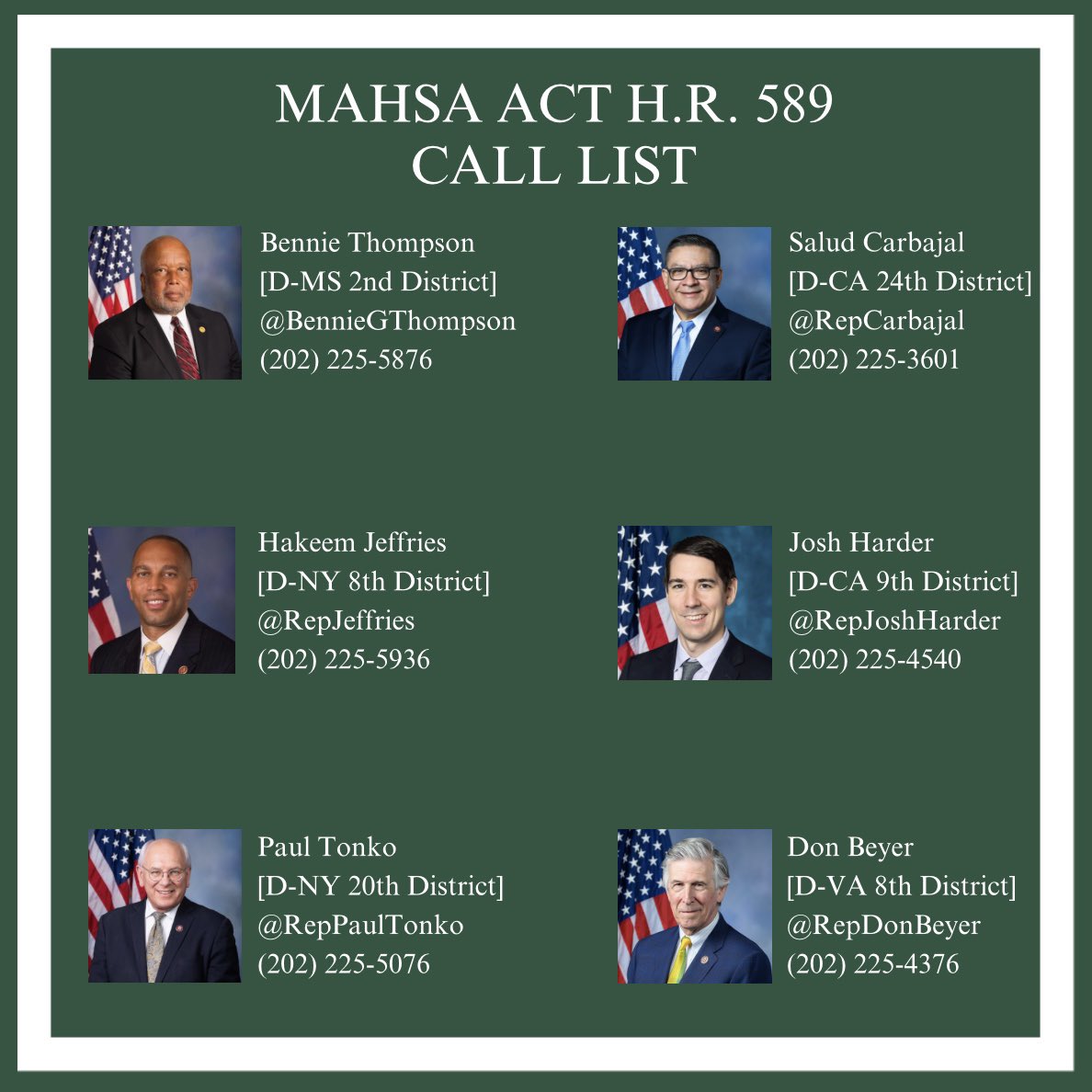 Please help make these calls. Please stand with Iran for freedom.
It takes less than 10 minutes. Ask these reps to co-sponsor the HR589 #MAHSAAct bill. All it takes is one person to change history. Let's have millions join the #MAHSAARMY and free Iran from 44 years of oppression