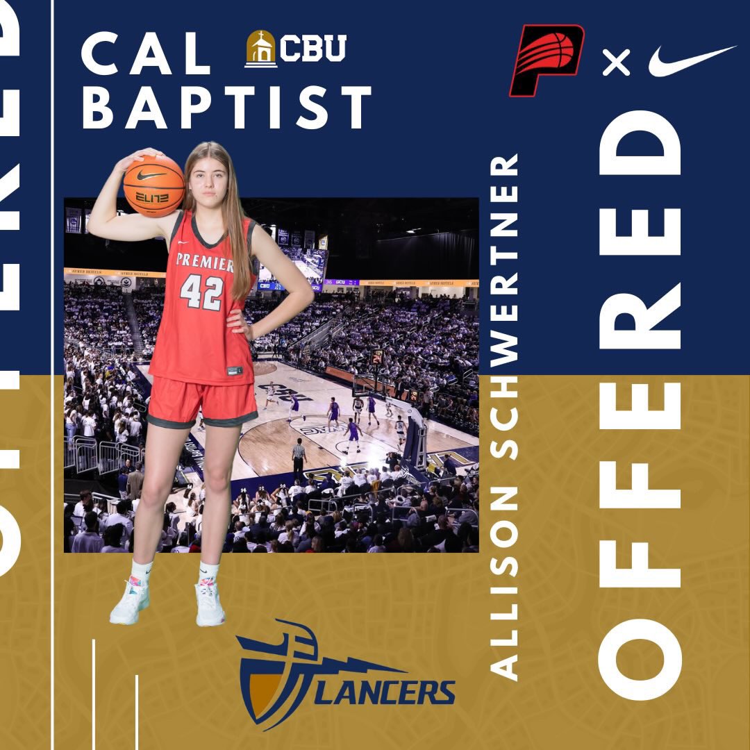 Allison Schwertner (@allisonschwert) on Twitter photo After a great conversation with Coach Olson, I’m excited to have received a Division 1 offer from <a href="/CBUwbb/">California Baptist Women's Basketball</a> ! #LanceUp⚔️ <a href="/MtnWestPremier/">Mountain West Premier</a> <a href="/MullenGBB/">Mullen HS Girls’ Basketball</a> After a great conversation with Coach Olson, I’m excited to have received a Division 1 offer from <a href="/CBUwbb/">California Baptist Women's Basketball</a> ! #LanceUp⚔️ <a href="/MtnWestPremier/">Mountain West Premier</a> <a href="/MullenGBB/">Mullen HS Girls’ Basketball</a>