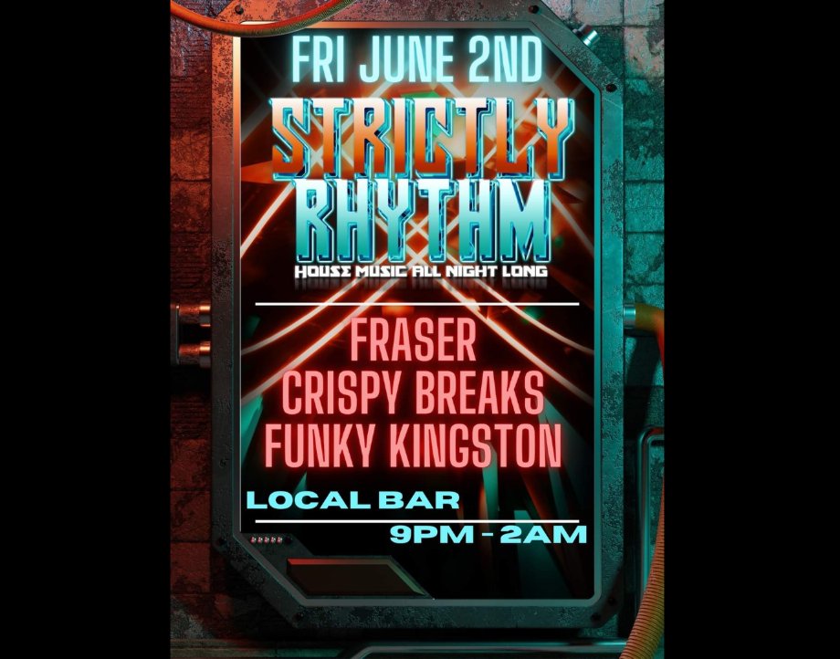 Come check us out!!
I get featured to play alongside DJs Funky Kingston and Fraser at their Strictly Rhythm event!! Good funky HOUSE MUSIC all night long! 🎵🪩

Friday June 2nd 2023
9pm til late at The Local Bar.
$5 at door.

Whitehorse, Yukon.