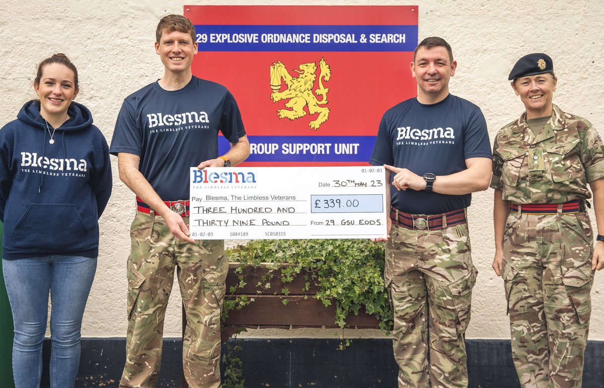 Today I was fortunate to hand over a cheque to @Blesma with my good friend Andy McLaren. We took part in a 10 hour Solo Ultra Marathon in March around the iconic Pippingford Park. A hacking event but we preserved to get the job done. @29EODGSU @29eod @Proud_Sappers